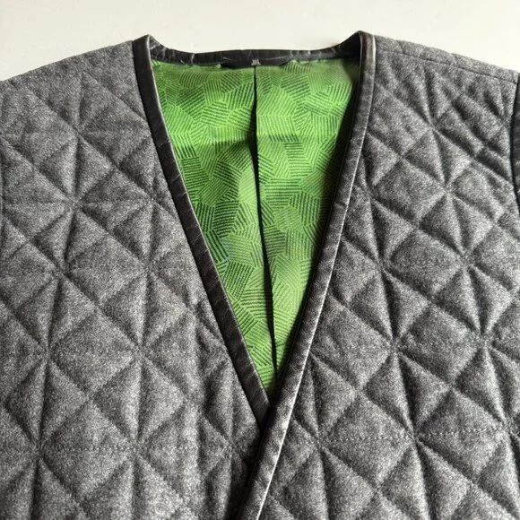 Lanvin Collection Quilted Grey Wool Vest - Size 50 (M/L) -  Made in Japan - Picture 2 of 9